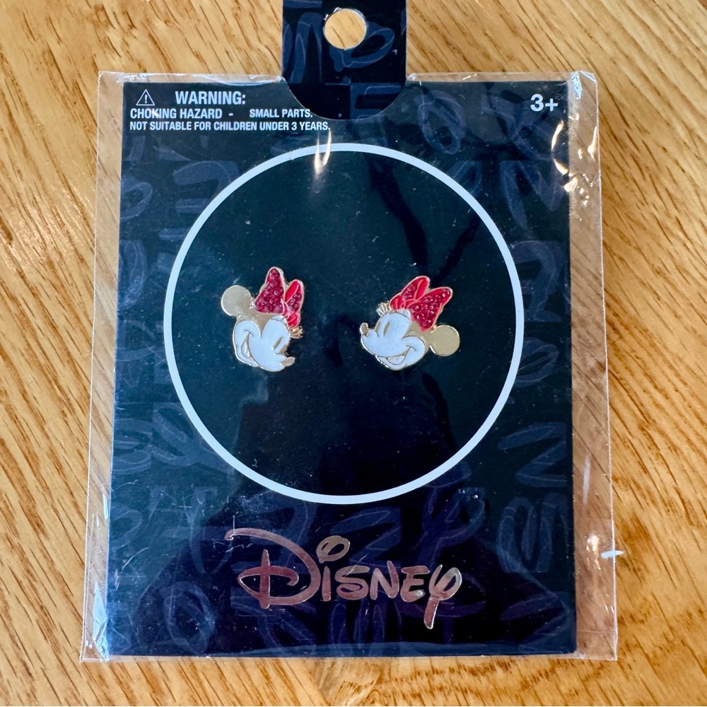 New Gold Tone and Enamel Disney Minnie Mouse Post Earrings Bows!